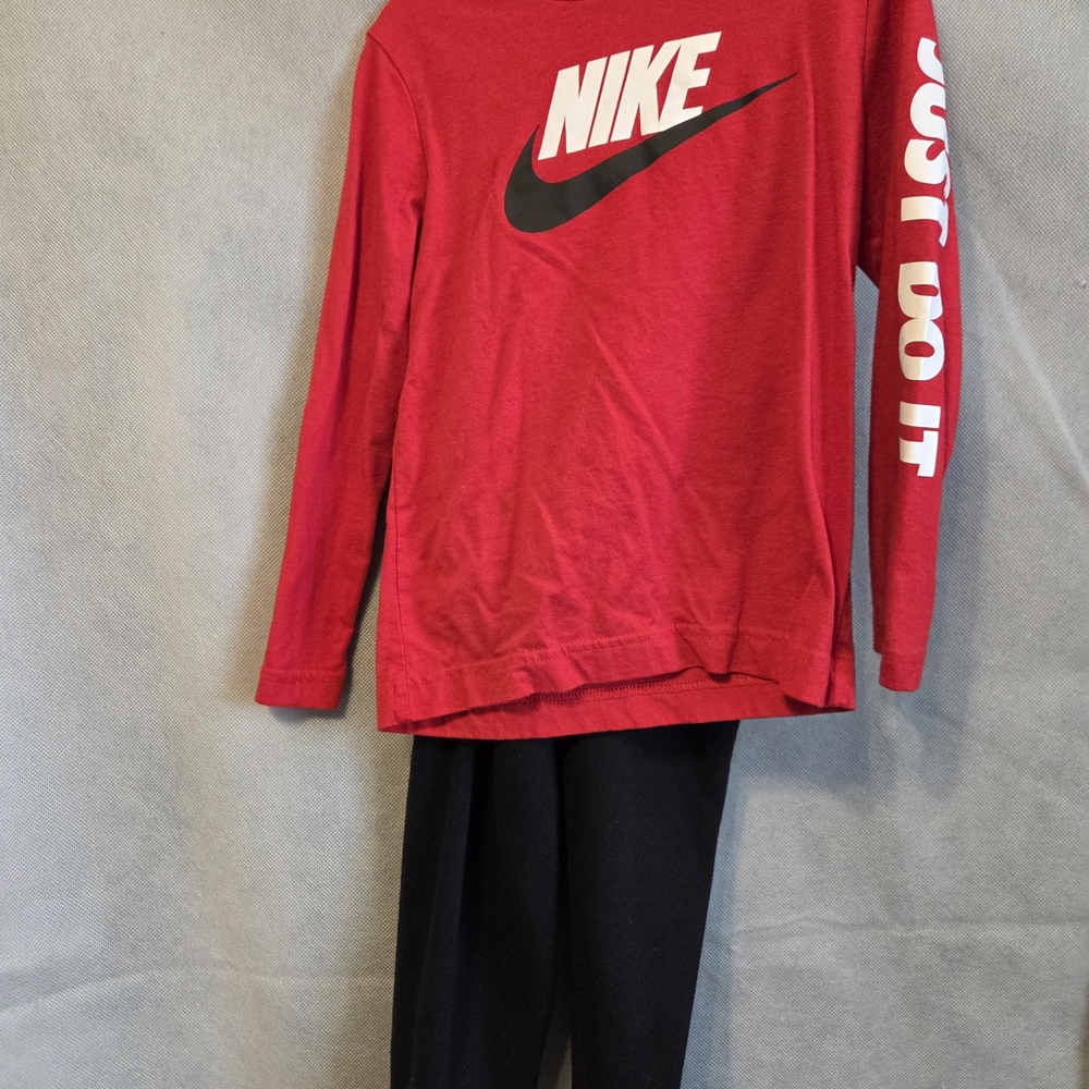 Nike Red Shirt with Black Logo and Pants
